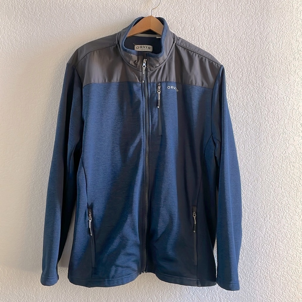 Orvis Men’s Full Zip Jacket Blue Knit Size XL